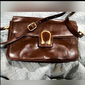 Bally of Switzerland luxury chocolate brown genuine leather crossbody bag